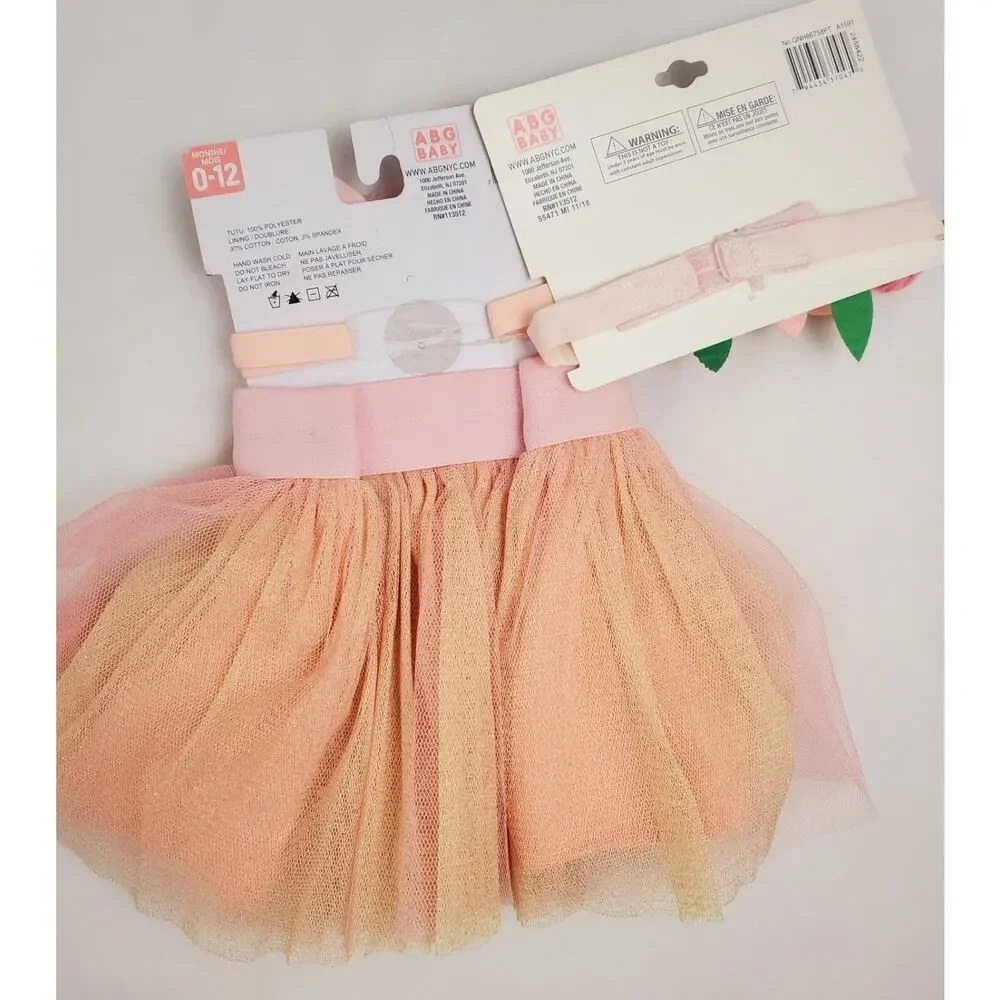 Rising Star Pink Headband Wrap Tutu Set Sz 0-12 Mth New Baby Girl Flower Newborn